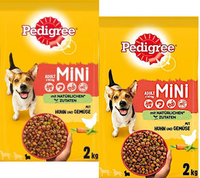 Produktbild von Pedigree Adult Mini Trockenfutter für kleine Hunde mit Huhn und Gemüse 2 x 2 kg - 2 kg