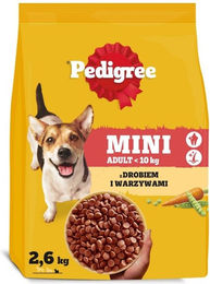 Produktbild von Pedigree Adult Mini Trockenfutter mit Geflügel und Gemüse für kleine Hunde 2,6 kg