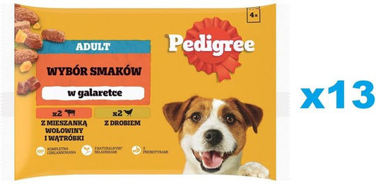 Pedigree Adult Nassfutter für Hunde mit Rind, Geflügel und Schwein in Gelee 52x100g - 52 x 100 g – Bild 1 von 1