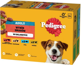 Pedigree Adult Nassfutter Mix Stückchen in Gelee für ausgewachsene Hunde 12x100 g Rind Huhn Fisch Geflügel ohne Farb- und Aromastoffe - 12 x 100 g – Bild 1 von 2