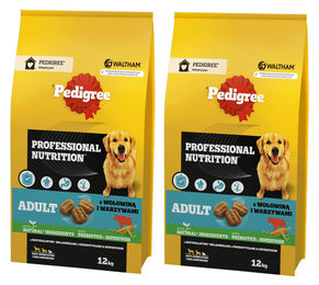 Pedigree Adult Professional Nutrition Trockenfutter mit Rindfleisch und Gemüse für mittelgroße und große Hunde 2x12kg – Bild 1 von 1