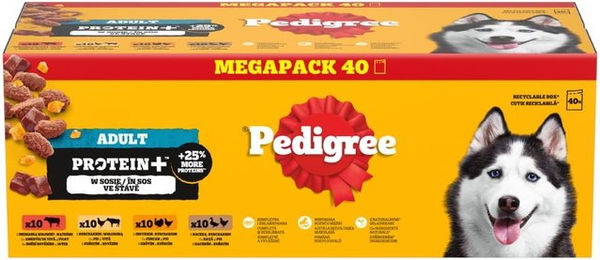 Pedigree Adult Protein+ Hundefutter Nassfutter mit Rind, Leber, Huhn, Ente und Pute in Gelee 40 x 85g – Bild 1 von 1