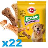 Produktbild von Pedigree Biscrok Multi Mix Hundesnack mit Geflügel Rind Lamm ohne Konservierungsstoffe 22x200 g - 22 x 200 g