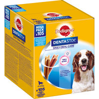 Produktbild von Pedigree DentaStix Daily Oral Care Zahnpflege-Snack für mittelgroße Hunde Adult mit Huhn und Rind 105 Stück - 105 x 27 g