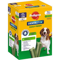 Produktbild von Pedigree Dentastix Zahnpflege-Snack für erwachsene mittelgroße Hunde ohne Zucker Light 168 Stück