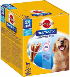 Pedigree DentaStix Zahnpflege-Snack für große Hunde mit Huhn ohne Zucker und Farbstoffe 105 Stück – Bild 1 von 6