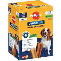 Produktbild von Pedigree Dentastix Zahnpflege-Snack für mittlere Hunderassen ohne Zucker Light Multipack