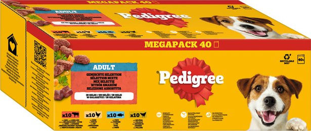 Pedigree Hund Nassfutter Adult Gemischte Selektion Stückchen in Gelee 40 x 100g - 40 x 100 g – Bild 1 von 2