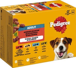 Pedigree Hund Nassfutter Adult Land-Selektion Stückchen in Gelee Multipack 48 x 100 g - 12 x 100 g – Bild 1 von 3