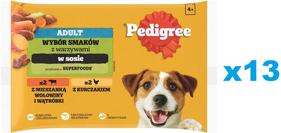 Pedigree Hund Nassfutter Adult Stückchen in Sauce mit Huhn, Rind und Leber 52x100g - 52 x 100 g – Bild 1 von 2