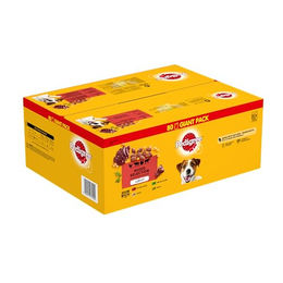 Produktbild von Pedigree Hundefutter Stückchen in Gelee Gemischte Selektion mit Huhn, Rind, Geflügel und Lamm 80x100g - 80 x 100 g