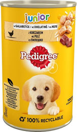 Pedigree Junior Hund Nassfutter Huhn in Gelee für Welpen ohne Zuckerzusatz 400 g - 24 x 400 g – Bild 1 von 4