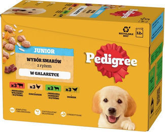 Pedigree Junior Nassfutter Mix für Welpen mit Huhn, Lamm, Rind und Geflügel in Gelee 12x100g - 12 x 100 g – Bild 1 von 2