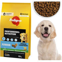 Produktbild von Pedigree Junior Professional Nutrition Trockenfutter für Welpen großer und mittelgroßer Rassen mit Geflügel und Gemüse 12 kg