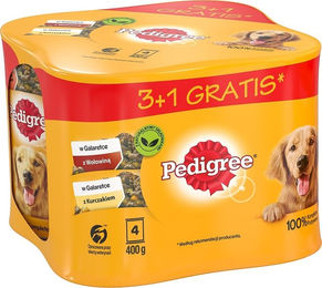 Pedigree Nassfutter für adulte Hunde mit Rind und Huhn in Gelee 4x400 g - 4 x 400 g – Bild 1 von 2