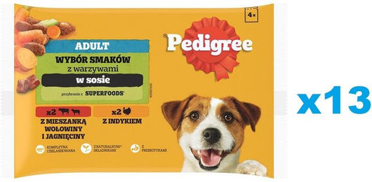 Pedigree Nassfutter für adulte Hunde Stückchen in Sauce Rind Lamm Truthahn 52x100g - 52 x 100 g – Bild 1 von 2