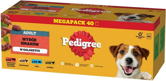 Pedigree Nassfutter für erwachsene Hunde Stückchen in Gelee Mix Rind Huhn Fisch Geflügel 40x100g - 40 x 100 g – Bild 1 von 2