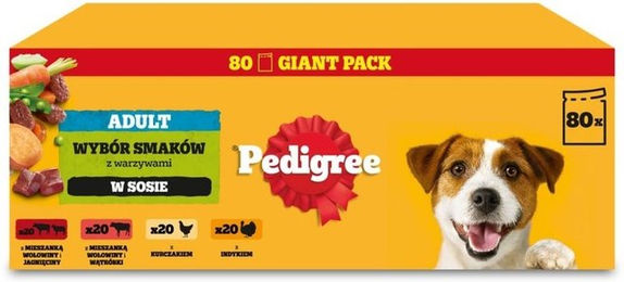 Pedigree Nassfutter Mix Stückchen in Sauce für adulte Hunde Rind Lamm Huhn Pute 80x100 g – Bild 1 von 2
