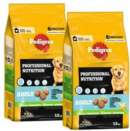 Produktbild von Pedigree Professional Nutrition Adult Hundefutter Geflügel und Rind mit Gemüse ohne Farb- und Aromastoffe 24 kg - 2 x 12 kg