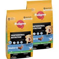 Produktbild von Pedigree Professional Nutrition Junior Hundefutter für Welpen mittlerer und großer Rassen mit Geflügel ohne künstliche Aromen und Farbstoffe 2 x 12 kg