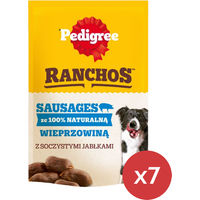Produktbild von Pedigree Ranchos Sausages Belohnungssnack Würstchen mit Schweinefleisch für Hunde Adult ohne Zucker 7 x 60g