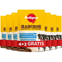 Produktbild von Pedigree Ranchos Sausages Hundesnacks Schwein mit Apfel getreidefrei und ohne Zucker 7 x 60g