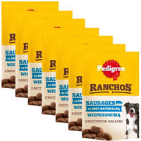 Produktbild von Pedigree Ranchos Sausages Schwein Hund Belohnungssnack getreidefrei und ohne Zucker 420g