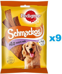 Pedigree Schmackos Multi Mix Hundesnack Trockenfleisch Geflügel Rind Lamm ohne Farb- und Aromastoffe 9x144g - 9 x 144 g – Bild 1 von 3