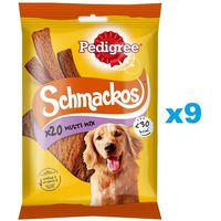 Produktbild von Pedigree Schmackos Multi Mix Hundesnack Trockenfleisch Geflügel Rind Lamm ohne Farb- und Aromastoffe 9x144g - 9 x 144 g
