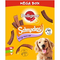 Produktbild von Pedigree Schmackos Multi Mix Hundesnacks mit Rind, Lamm und Geflügel ohne Farb- und Aromastoffe 790 g - 110 x 790 g