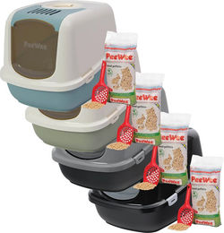 PeeWee EcoDome Katzentoilette mit Klappe und Filterdeckel Schwarz aus Kunststoff – Bild 1 von 3