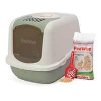 Produktbild von PeeWee EcoDome XXL Haubentoilette für Katzen in Salbeigrün-Creme inklusive 3kg Holzpellet-Streu