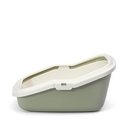 PeeWee EcoMinor Katzentoilette als offene Schale aus Kunststoff in Grün-Beige inkl. 3kg Holzpellets-Streu – Bild 1 von 3