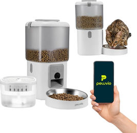 Peluvio FEAST CAT 2in1 Katzen-Futterautomat und Trinkbrunnen mit App-Steuerung, 3MP Kamera und Notstromversorgung in Weiß – Bild 1 von 2