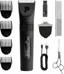 Peluvio Hundeschermaschine NIKOS mit Keramik-Edelstahl-Klinge und Zubehör in Schwarz – Bild 1 von 3