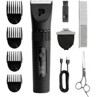 Produktbild von Peluvio Hundeschermaschine NIKOS mit Keramik-Edelstahl-Klinge und Zubehör in Schwarz