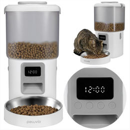 Peluvio Katzen-Futterautomat CRIPSY CAT mit LCD-Display und Batterienotbetrieb in Weiß – Bild 1 von 5