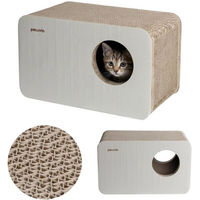 Produktbild von Peluvio Kratzbrett BOXEL Katzen Kratzbox aus Wellpappe in Beige