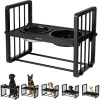 Produktbild von Peluvio LEVEE Slow Feeder Futternapf Set aus Edelstahl und Polypropylen mit 5 Höhenstufen 1100 ml Schwarz