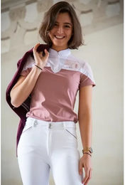 Produktbild von Pénélope Indyshow Reitshirt Damen Polo aus Polyester in Blau oder Rosa Größe XL