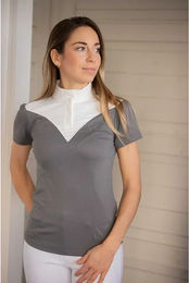 Produktbild von Pénélope Las Honey Turnierpolo Damen Reitshirt Grau Größe M