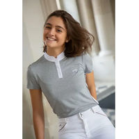 Produktbild von Pénélope Moon Turnier-Poloshirt Reiten Damen Grau Weiß XL