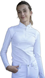 Produktbild von Pénélope Reitshirt Polo mit langen Ärmeln für Mädchen in Weiß Größe 14 Jahre