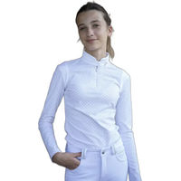 Produktbild von Pénélope Reitshirt Polo mit langen Ärmeln für Mädchen in Weiß Größe 14 Jahre
