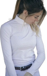 Produktbild von Penelope Reitshirt Seville Damen Reitturnier-Polo mit langen Ärmeln Weiß XS