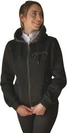 Produktbild von Pénélope Reitsweatshirt für Kinder mit Full Zip Kapuze in Schwarz aus Baumwolle