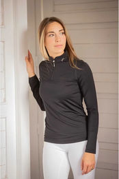 Produktbild von Pénélope Techpy Reitshirt für Damen mit langen Ärmeln Schwarz Größe M