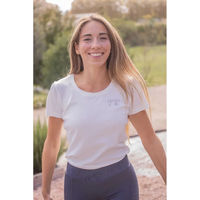 Produktbild von Pénélope Techty Honey Reitshirt für Damen in Grau und Weiß aus Polyamid