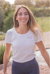 Produktbild von Pénélope Techty Honey Reitshirt für Damen in Grau und Weiß aus Polyamid Größe M