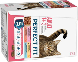 Perfect Fit Mixpaket Katzenfutter Adult Huhn Rind Lachs Fisch 24 x 85 g – Bild 1 von 1